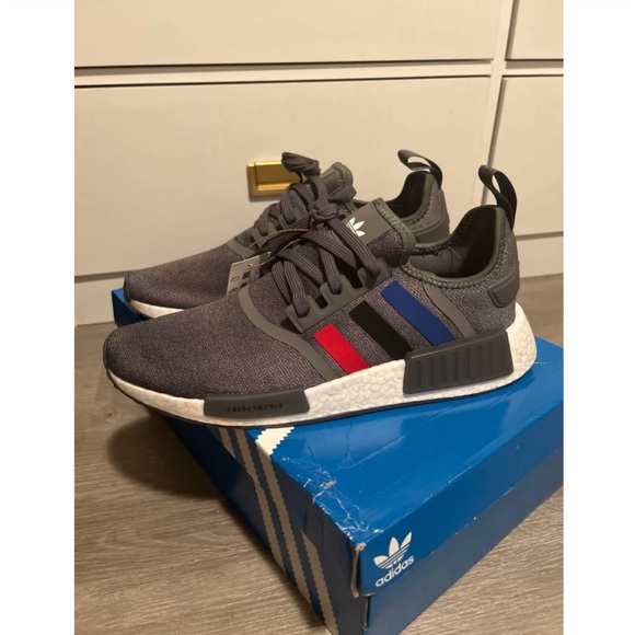 Mens Adidas NMD Grey Scarlet Blue Size 10! - Picture 5 of 11